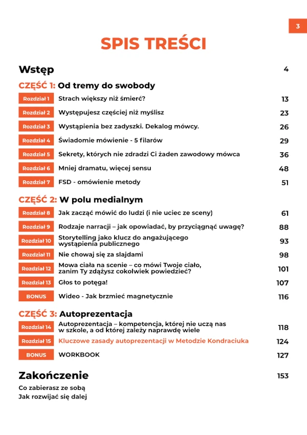 Wielka Księga Wystąpień Publicznych - spis treści
